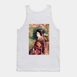 Japanese Kimono Lady in Beer Brand Advertisement Vintage Japan Art Tank Top